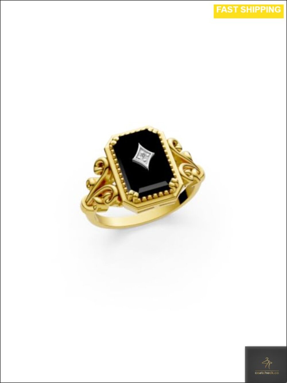 Art Deco Black Onyx 925 Sterling Silver Statement Ring Handmade
